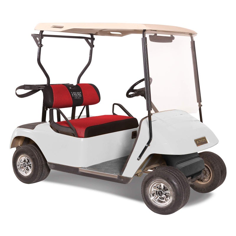 10L0L Golf Cart Seat Covers for EZGO TXT RXV & Club Car DS 2000-up, Breathable Air Mesh Fabric Washable - Red Black - Image 3
